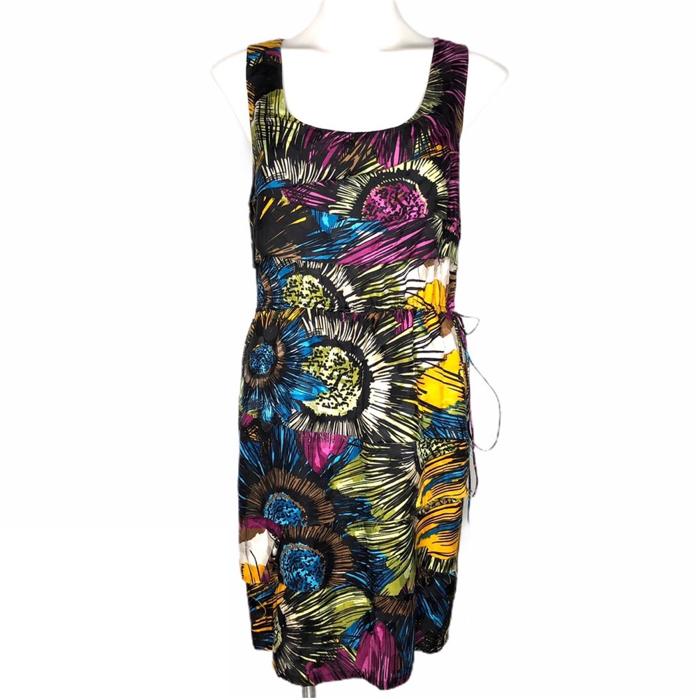 Julie Dillon Colorful Print Silk Sheath Dress